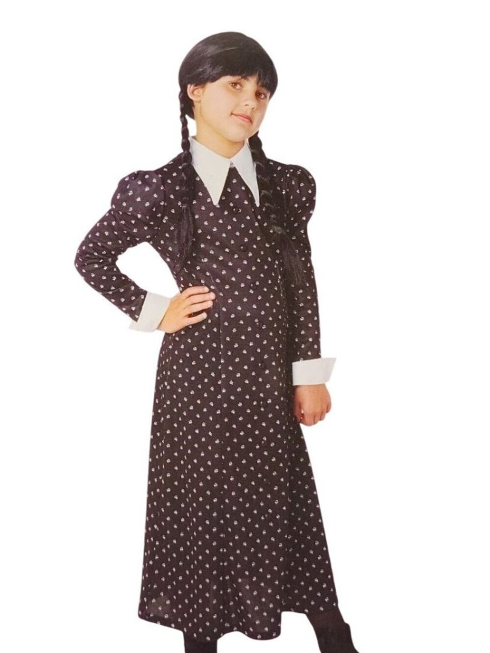 Rubies Girls S (6/6X) Wednesday Addams Black Dress Halloween Costume